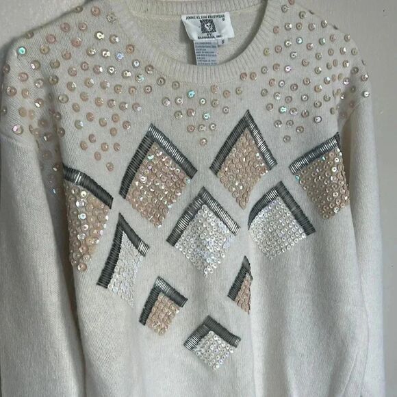 Vintage Anne Klein Knitted Soft Wool Classy Sparkly Sweater S - Picture 3 of 7